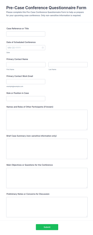 Pre Case Conference Questionnaire Form Template