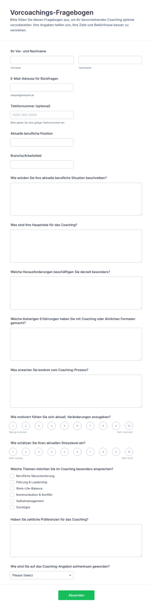 Pre Coaching Einschätzung Survey