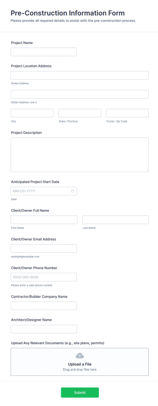 Pre Construction Information Form Template