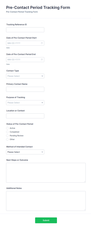 Pre Contact Period Tracking Form Template