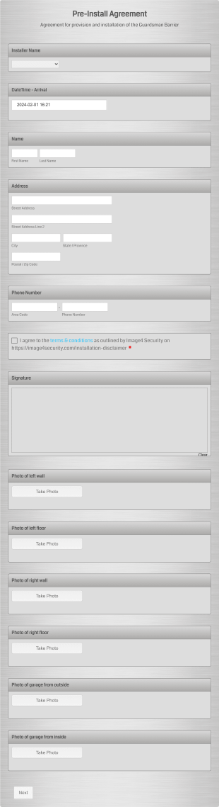 Pre Install Agreement Form Template