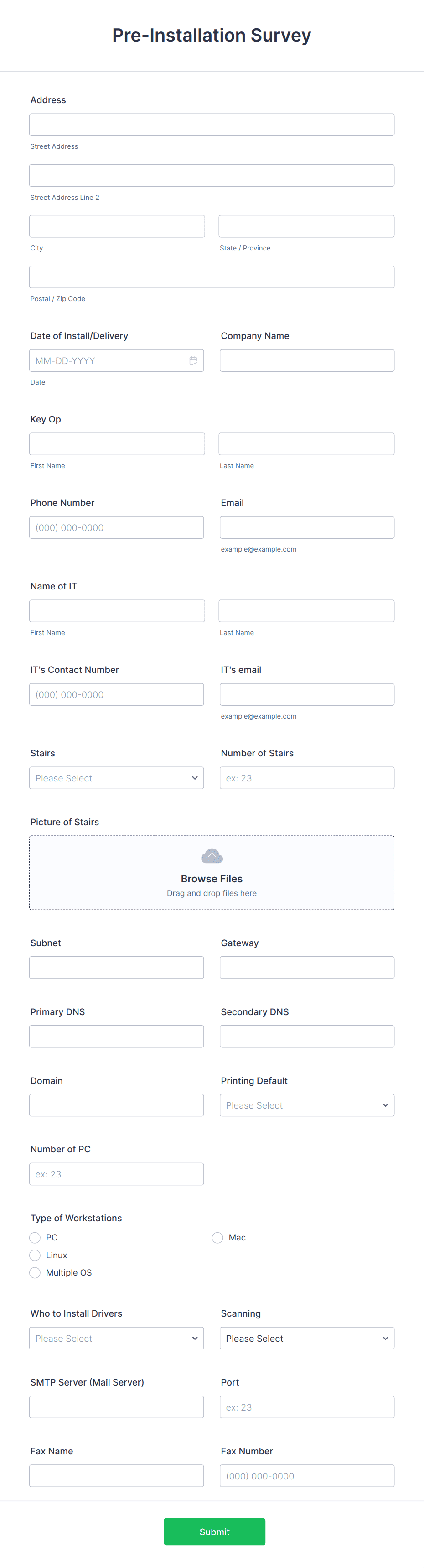 Pre-Installation Survey Form Template | Jotform