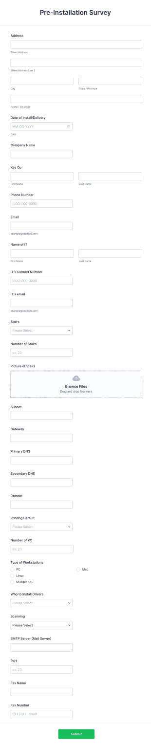 Pre Installation Survey Form Template