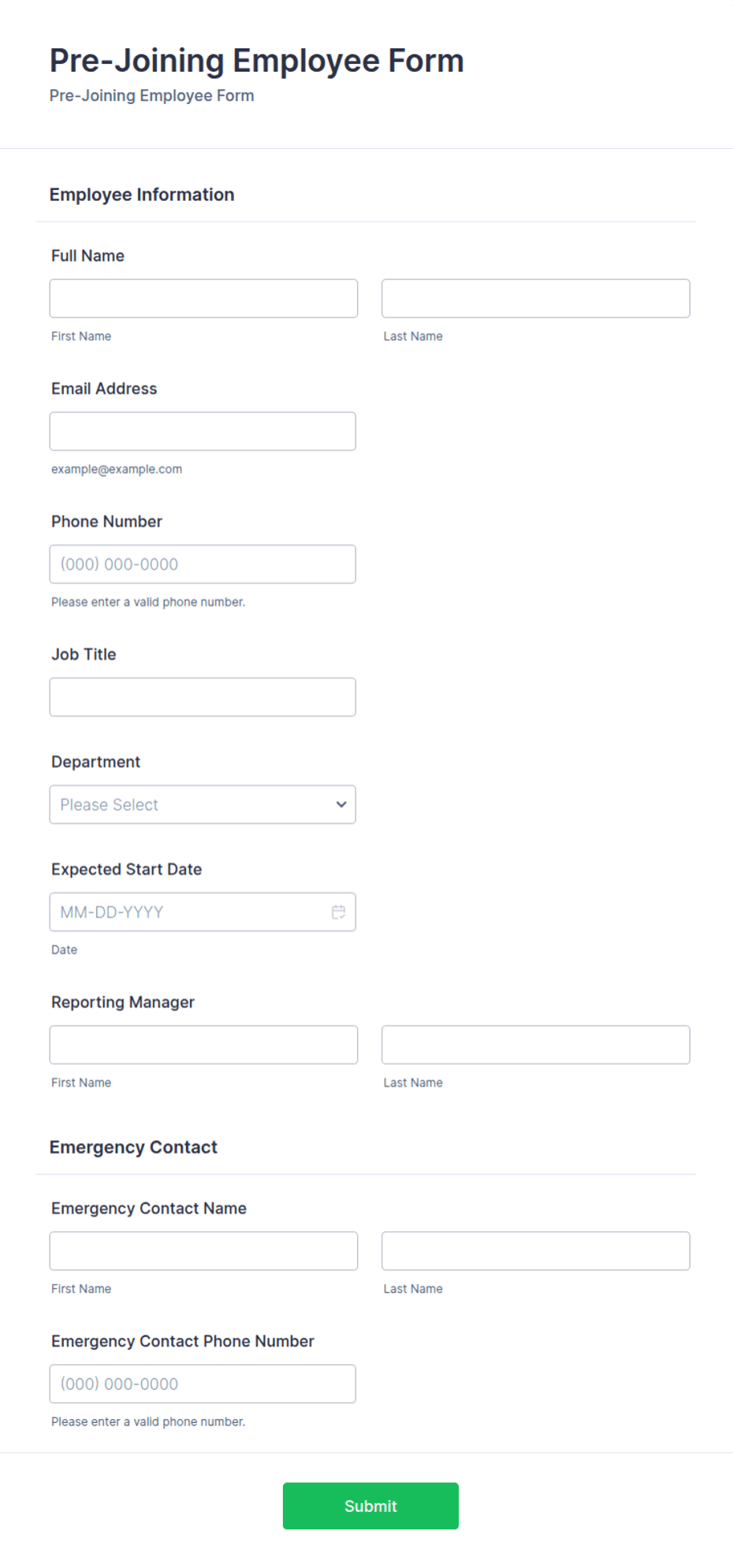 Pre-Joining Employee Form Template | Jotform