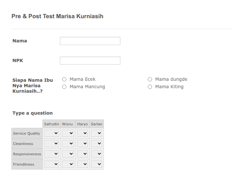 Pre Post Test Form Template | Jotform