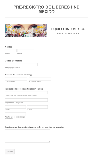 Pre Registro De Líderes Corporativos Form Template