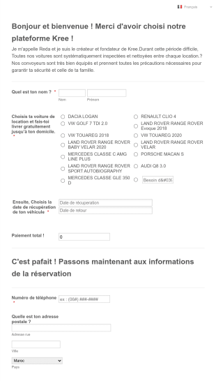 Pré Reservation De Véhicule Via Une Plateforme Form Template