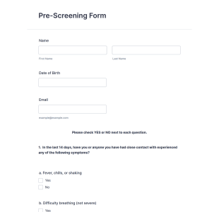 Pre Screening Form Template