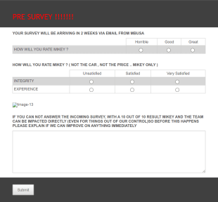 Pre Survey Form Template