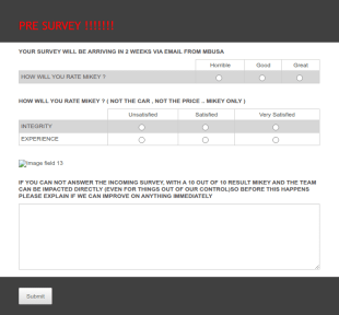 Pre Survey Template