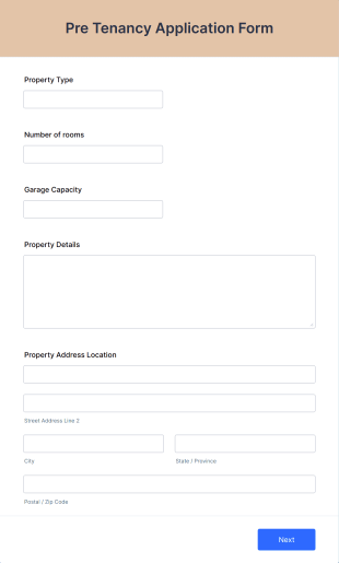 Pre Tenancy Application Form Template