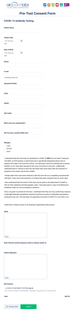 Pre Test Consent Form Template