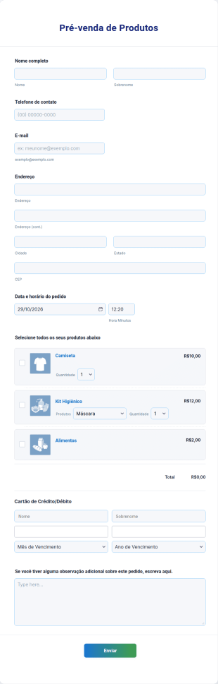 Pré Venda De Produtos