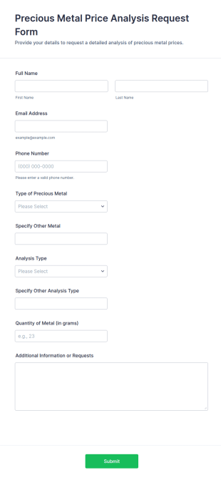 Precious Metal Price Analysis Request Form Template