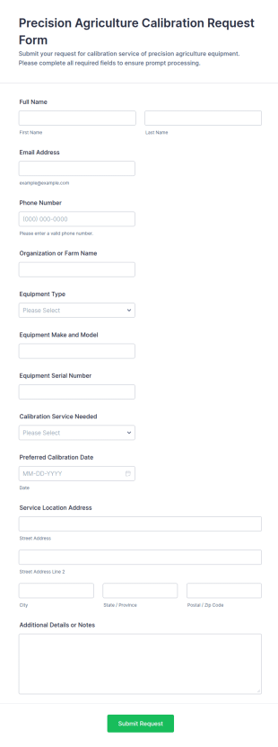 Precision Agriculture Calibration Request Form Template