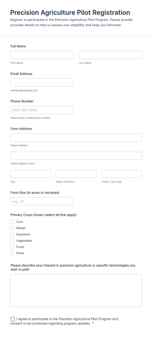 Precision Agriculture Pilot Registration Form Template