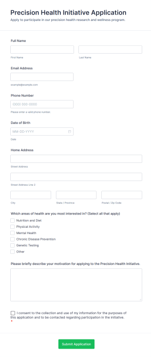 Precision Health Initiative Application Form Template