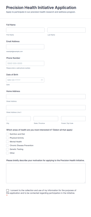 Precision Health Initiative Application Form Template