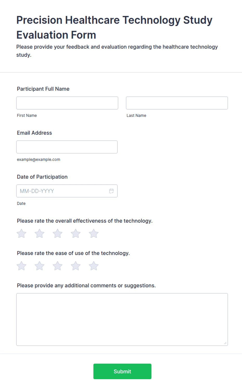 Precision Healthcare Technology Study Evaluation Form Template | Jotform