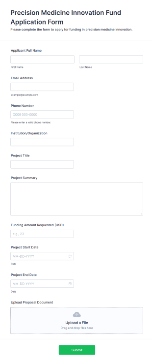 Precision Medicine Innovation Fund Application Form Form Template