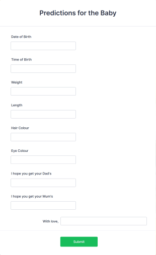 Baby Prediction Form Template