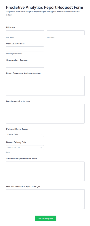 Predictive Analytics Report Request Form Template