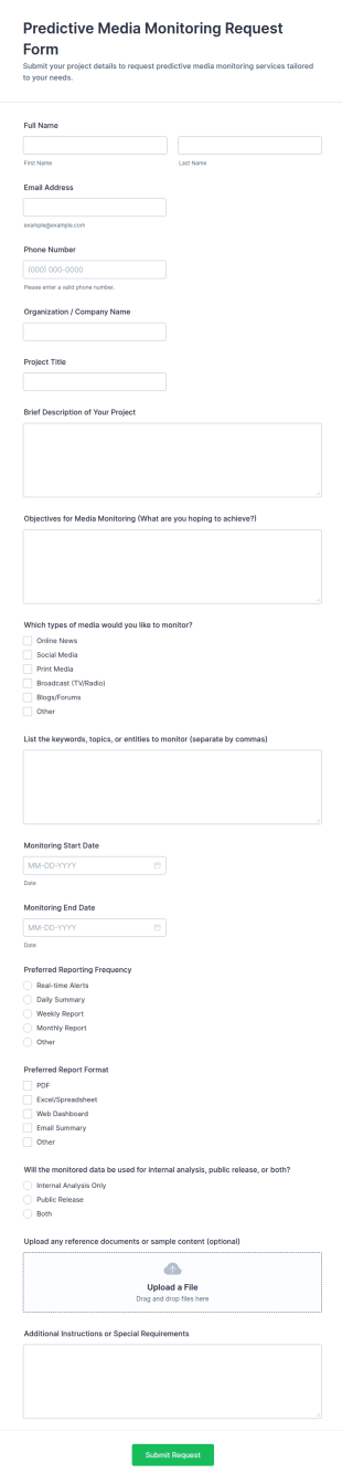 Predictive Media Monitoring Request Form Template