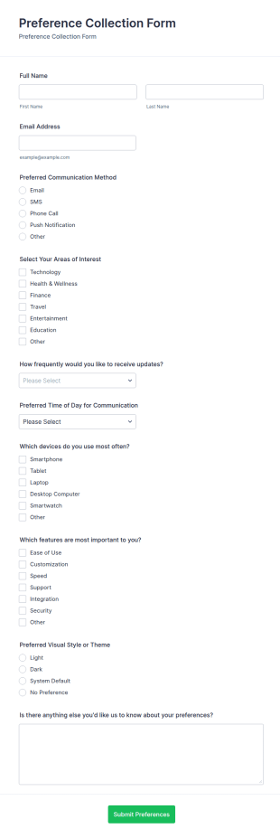 Preference Collection Form Template
