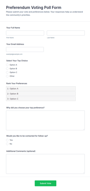 Preferendum Voting Poll Form Template