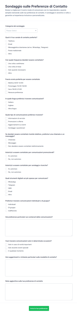 Preferenze Di Contatto Survey