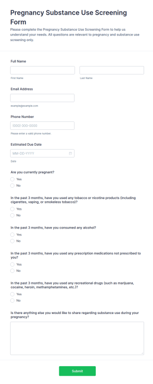Pregnancy Substance Use Screening Form Template