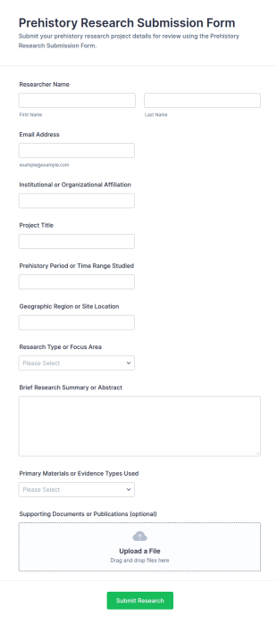 Prehistory Research Submission Form Template
