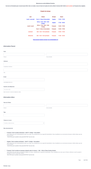 Préinscription : Suivi Scolaire 2021 2022 Form Template