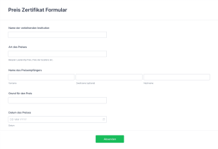 Preis Zertifikat Formular