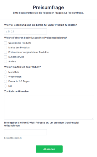 Preisübersicht