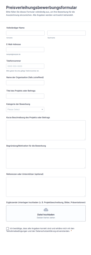 Preisverleihungsbewerbungsformular