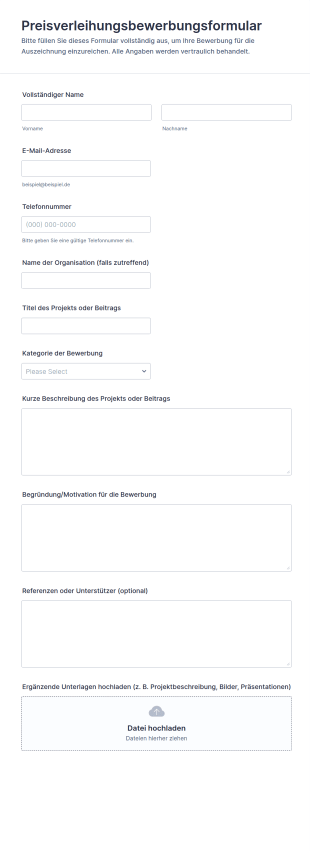 Preisverleihungsbewerbungsformular