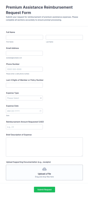 Premium Assistance Reimbursement Request Form Template