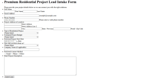 Premium Residential Project Lead Intake Form Template