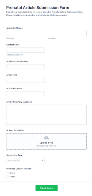 Prenatal Article Submission Form Template