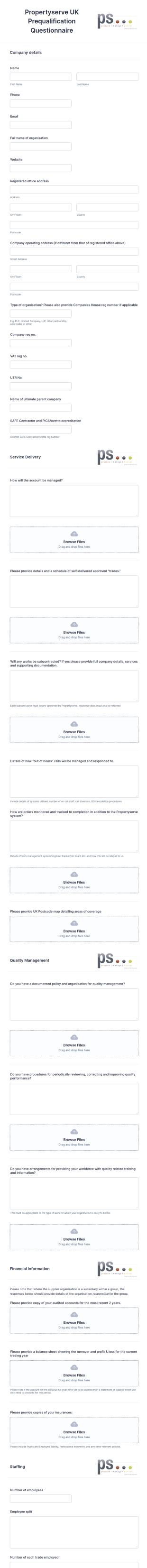 Prequalification Questionnaire Form Template
