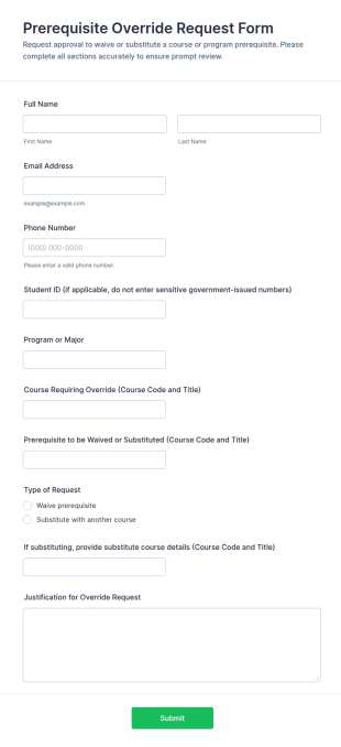 Prerequisite Override Request Form Template