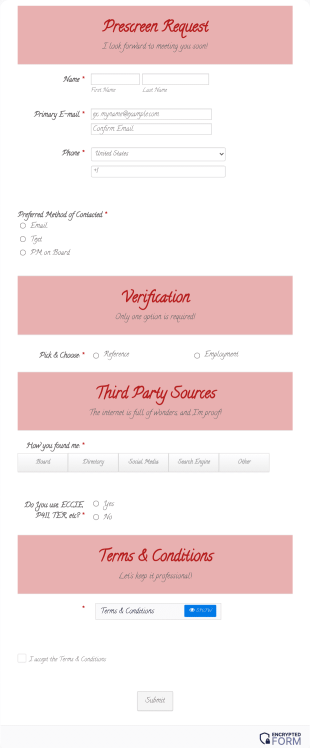 Prescreen Form Template