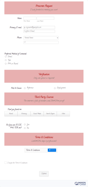 Prescreen Form Template