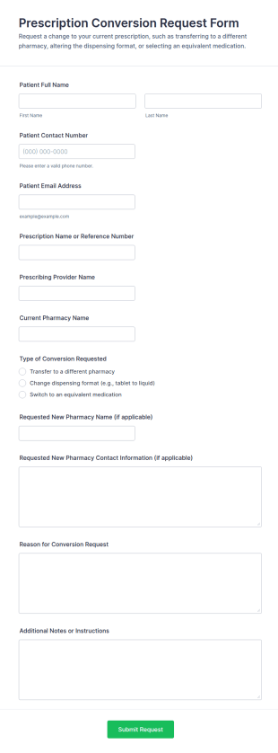 Prescription Conversion Request Form Template