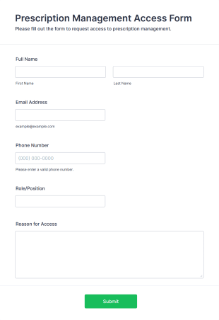 Prescription Management Access Form Form Template