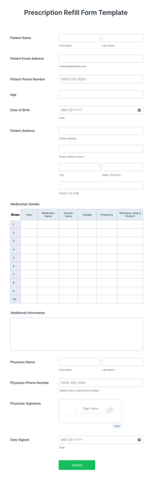 Prescription Refill Form Template