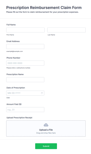 Prescription Reimbursement Claim Form Template