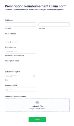 Prescription Reimbursement Claim Form Template