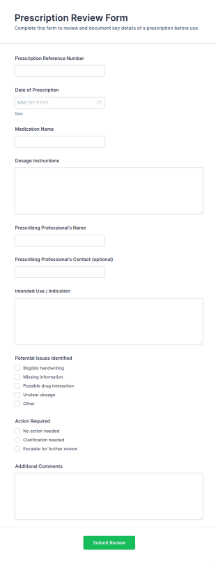 Prescription Review Form Template